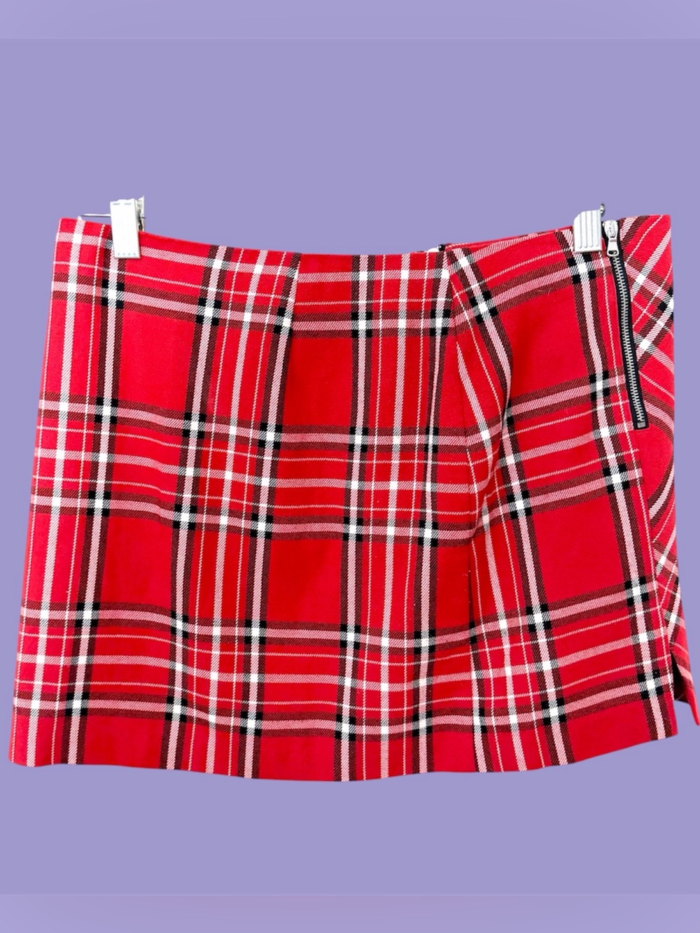 Y2K United States of Benetton red plaid mini skirt